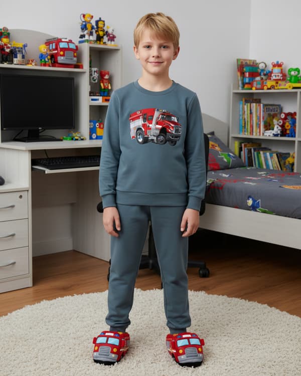 BARNPYJAMAS 146 för POJKAR 100 % bomull LASTBILSMÖRKE