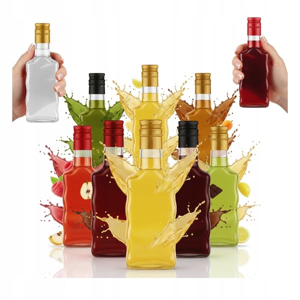 10 st. Wave-glasflaskor 200 ml för likörer, vin, juice, present + kork