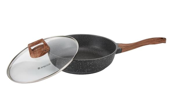 Dybt stegepande AMBITION Stein 28 cm Sort-brun