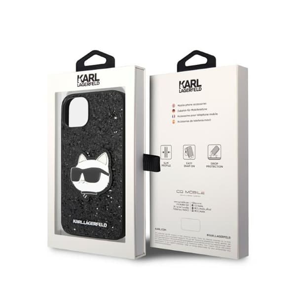 Karl Lagerfeld NFT Glitter Choupette Patch - iPhone 14 Plus cover (sort)