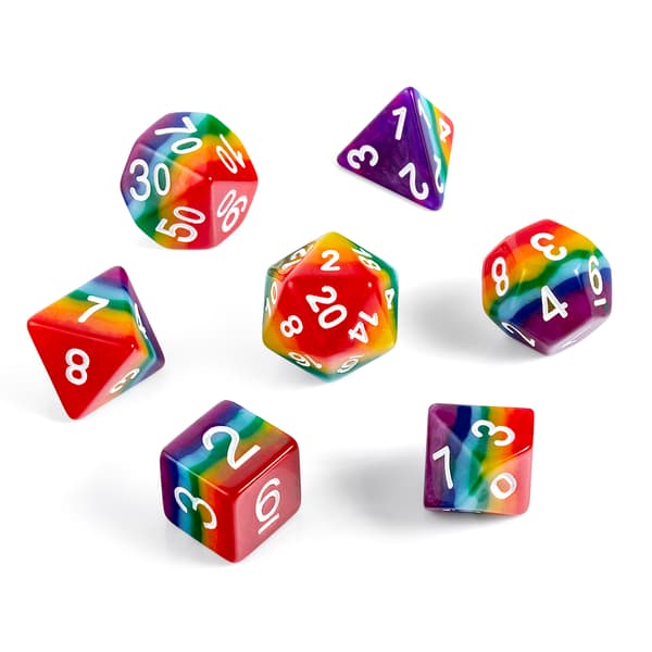 Stolt regnbue LGBT RPG terningsæt med 7 terninger