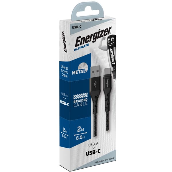 Energizer Ultimate - USB-A till USB-C anslutningskabel 2m (svart)