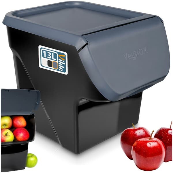 Grönsaks- och fruktbehållare med lock, antracit, 13 l