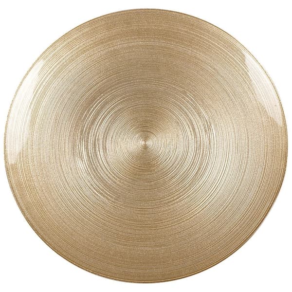 Gyldent glaskagefad med fod 28 cm