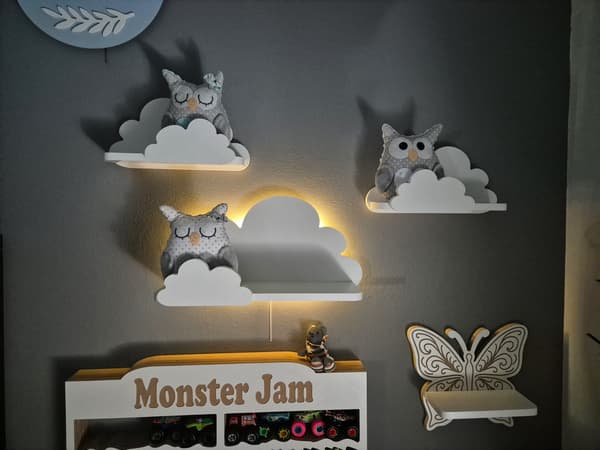Cloud Shelves Set om 3 FANTASY EXTRA - Prestige, vit med lampfunktion