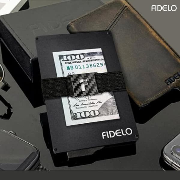 FIDELO HERRETEGNEBOG, SORT, ØKO-LÆDER, TIL KORT, KLIPS, RFID-BLOKERING