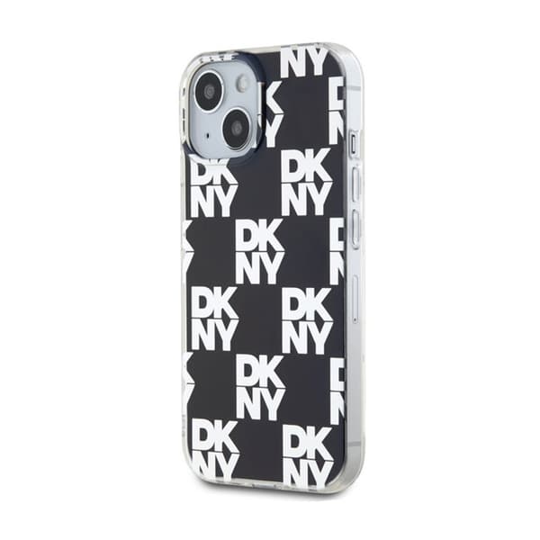 DKNY IML Ternet Mono Mønster Etui til iPhone 15 Plus / 14 Plus (Sort)