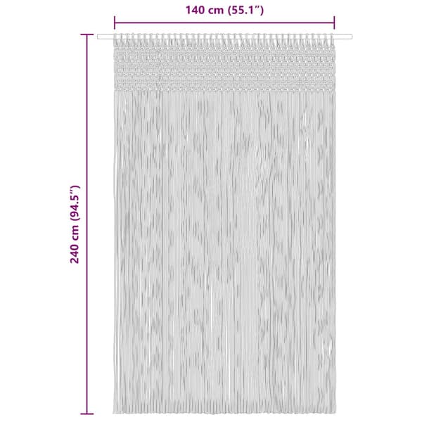 vidaXL Makramégardin, 140 x 240 cm, bomull