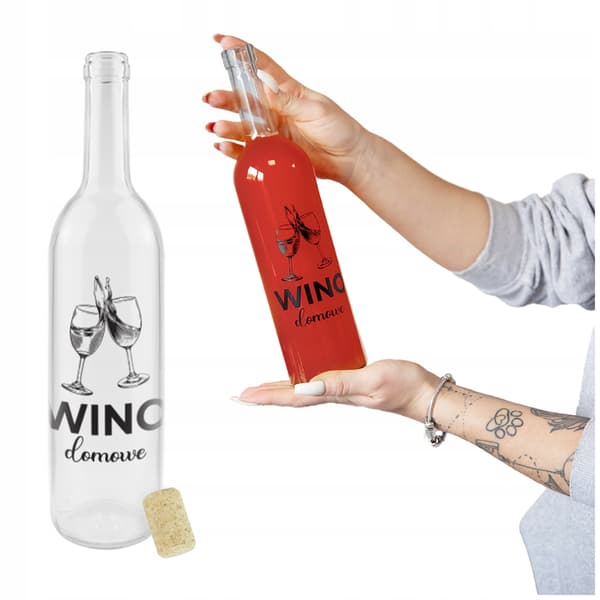 10x Vinflaska MED TRYCK 0,75l HEM VIN glasflaskor KLAR
