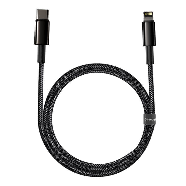 Baseus Tungsten Gold USB-C - Lightning -kaapeli, 20W, 5A, PD, 1m (musta)