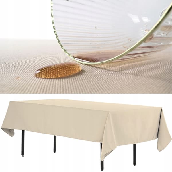 Fläckbeständig rektangulär bordsduk för bord polyester tjock 280x170cm champagne