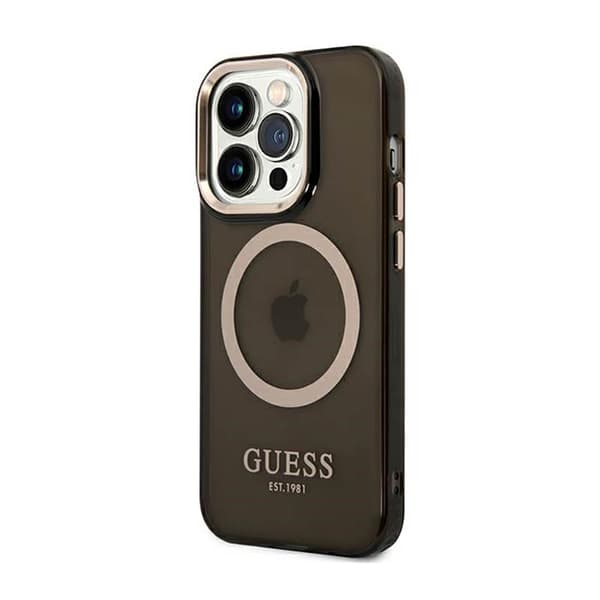 Guess Gold Outline Translucent MagSafe - iPhone 14 Pro cover (sort)