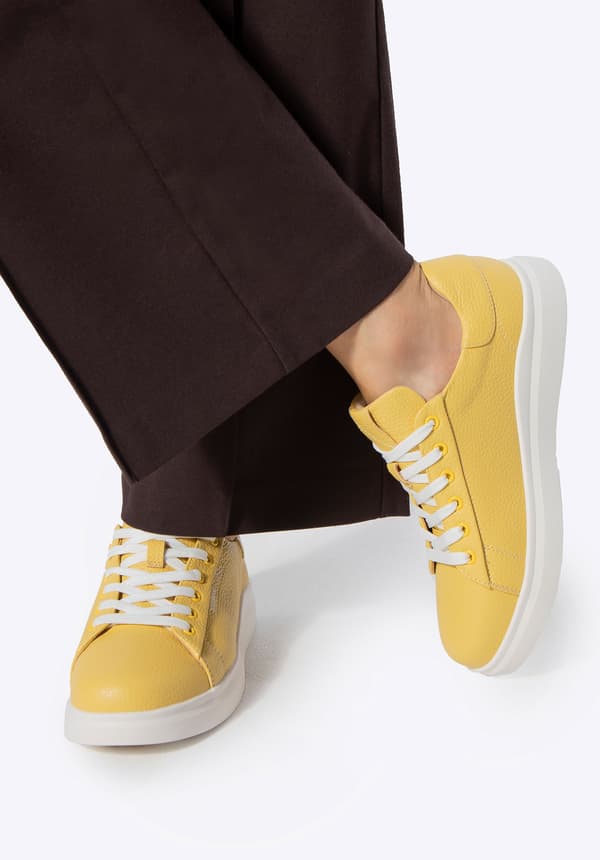 Wittchen dame klassiske gule platform sneakers, naturlæder