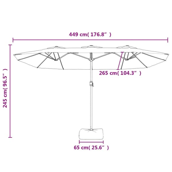 vidaXL dobbelt haveparasol med LED sort 449x245 cm
