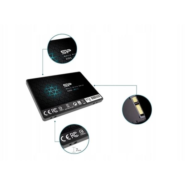 Silicon Power A55 SSD 512GB 2.5" SATA3 musta, 7mm