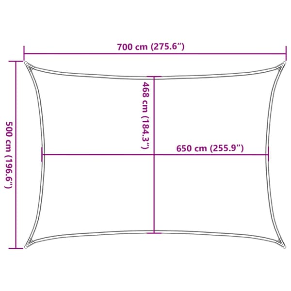 vidaXL solsejl, sand, 7x5 m, 100% polyester