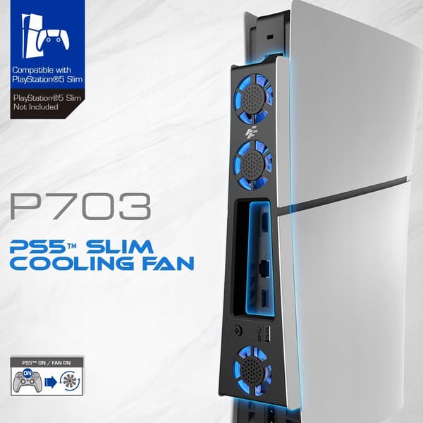 Køleblæser til PS5 Slim 3xfan USB, ULTRA køling FlashFire P703