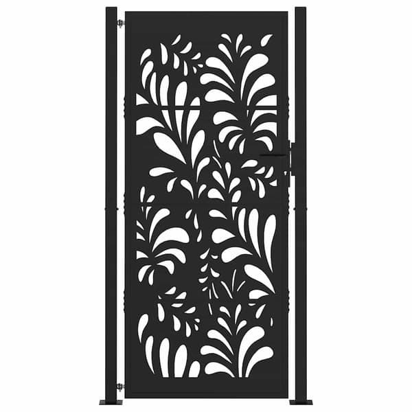 vidaXL havelåge sort 105x205 cm stål bølgemønster