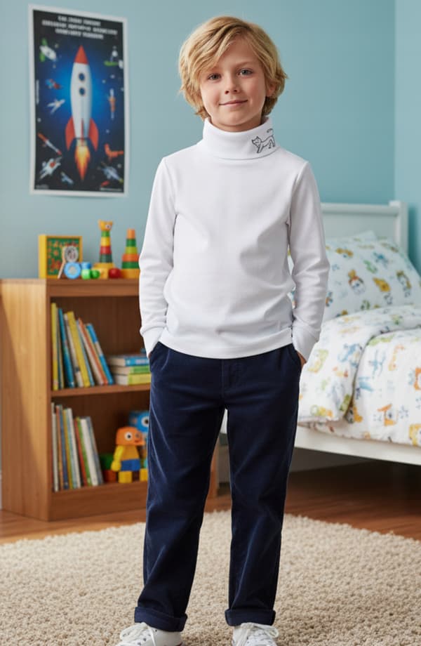 Barn TURTLENECK 140 sweatshirt barnkläder med tryck vit