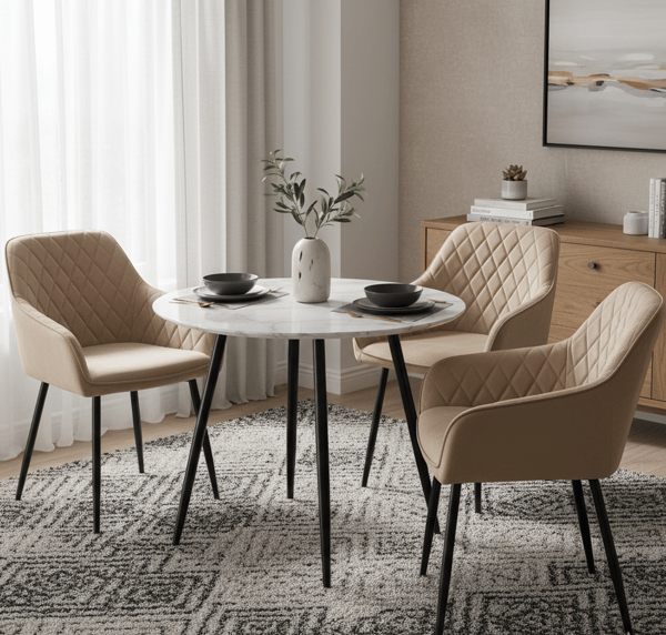 RELLO fløjlsbetrukket beige lænestol