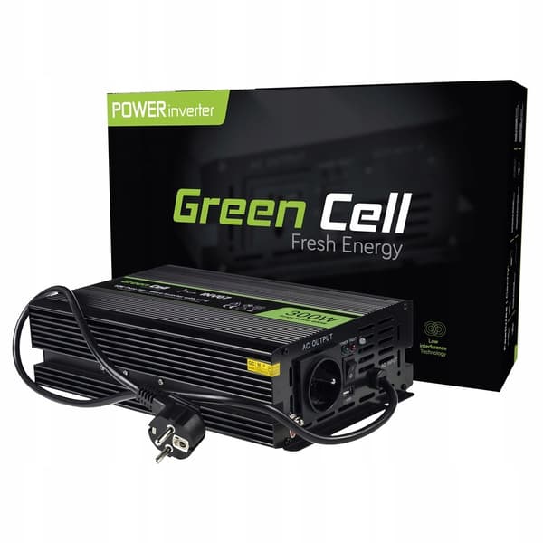 Green Cell INV07 Bilinverter 12V-230V 300W Sort