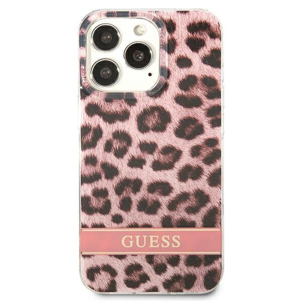 Guess GUHCP13LHSLEOP iPhone 13 Pro / 13 6.1 pink hårdt etui Leopard