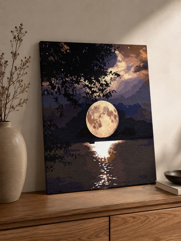 MÅLNING MED SIFFROR MED RAM Tavlor för målning - Fullmåne 40x50 cm