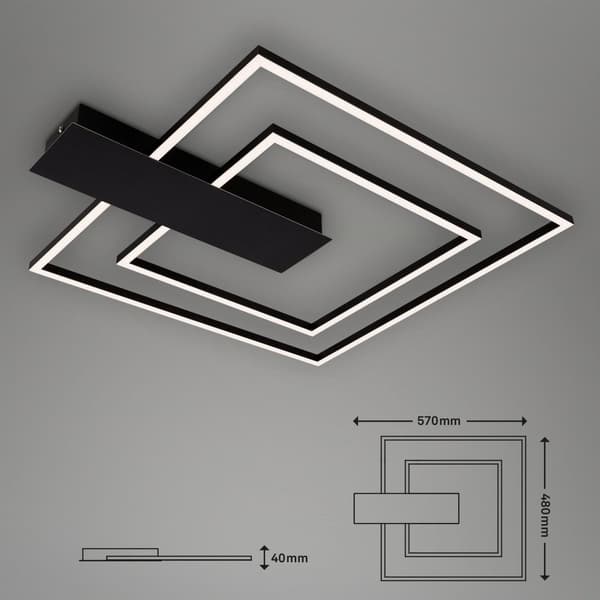 LED-taklampa 25W dimmer svart modern vardagsrum sovrum