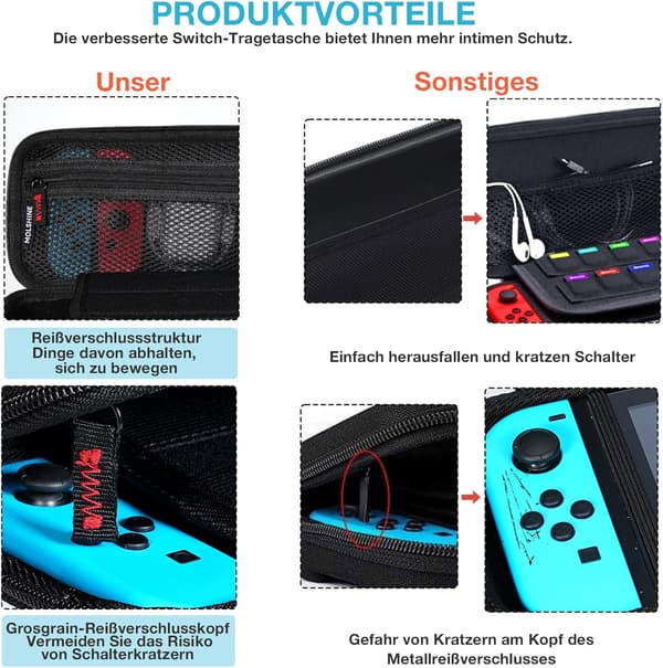 NINTENDO SWITCH OLED BÆRBAR TASKE I FARVE + LOMME TIL SPILKORT