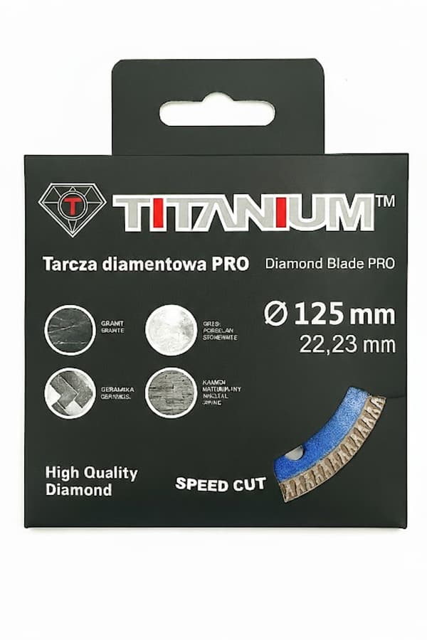 Diamantklinge til skæring af porcelænsfliser 125mm TITANIUM PRO