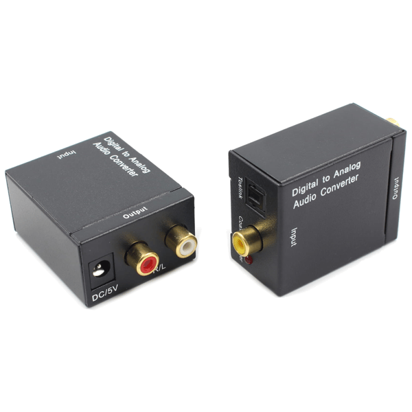digital lyd konverter koaksial TOSLINK til analog 2 x RCA stereo