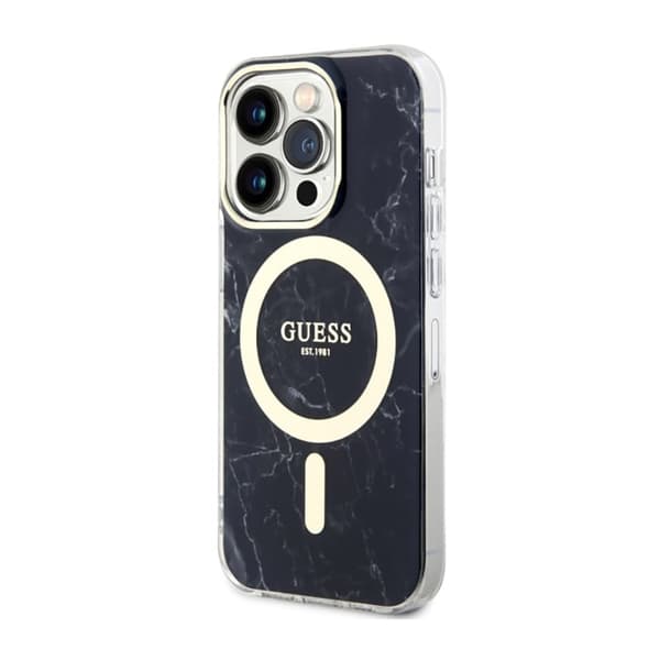 Guess Marble MagSafe - iPhone 14 Pro Max -kotelo (musta)