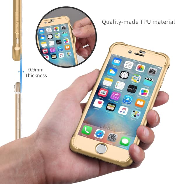 GYLDET ETUI TIL IPHONE 7/8 4,7' 2xHÆRDET GLAS