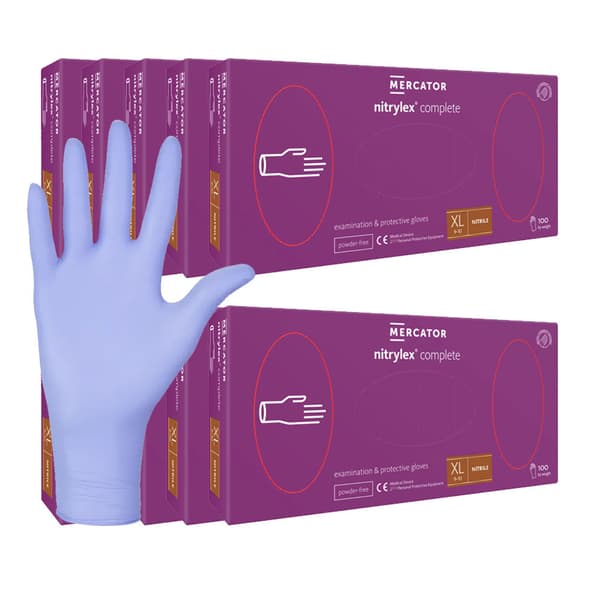 Nitrilhandskar XL lila Mercator Nitrylex Complete 100 st kartong 10-pack