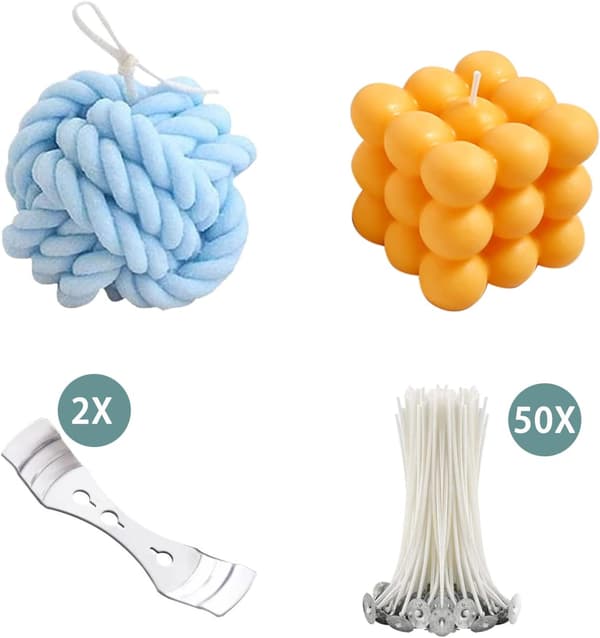 2x FORM TIL LYS, SÆBER, RESIN, SILIKONE, KUGLEN, TERNING, 3D + VÆGER
