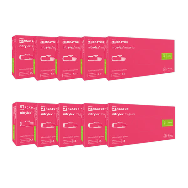 Nitrilhandsker S pink Mercator Nitrylex Magenta 100 stk. karton 10-pak
