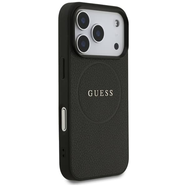 Guess Grained Ring MagSafe - iPhone 17 Pro-skal (svart)