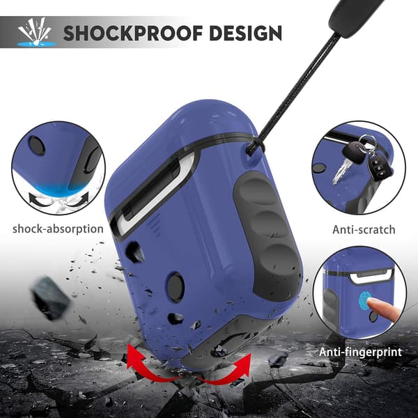 HÅRDT SILIKONEETUIS TIL AIRPODS 1/2 BLÅ SORT
