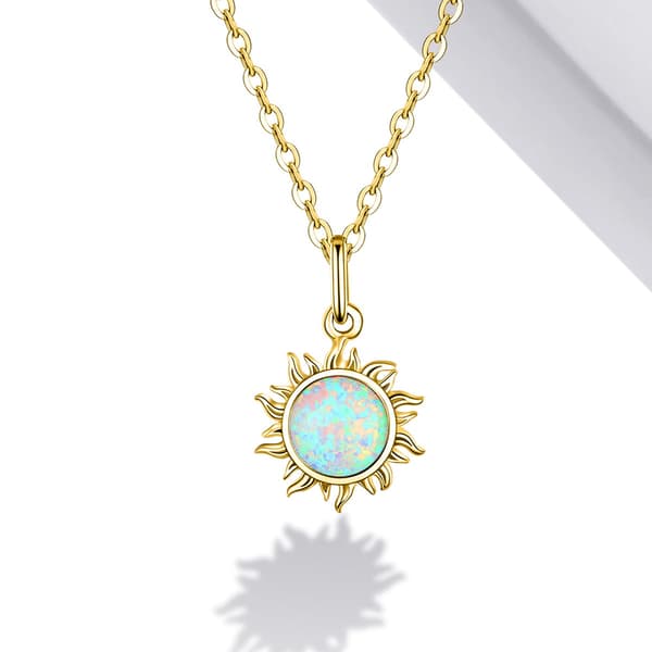 Silverhalsband, förgyllt, solopal, 925 silver, justerbart