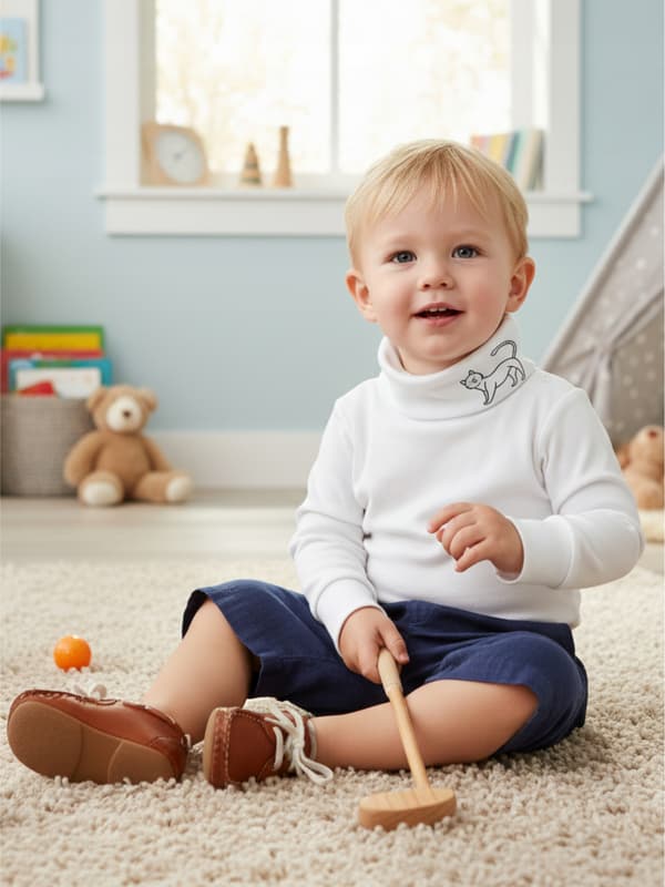 Barn TURTLENECK 104 SWEATSHIRT Barn T-SHIRT med tryck VIT