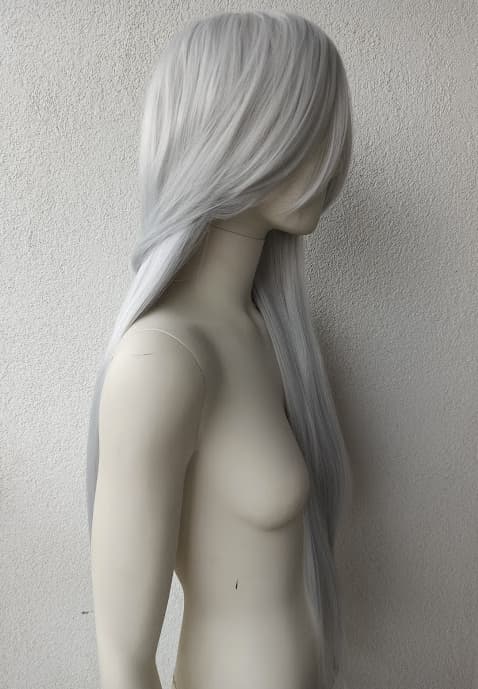 Peruk grå Ciri cosplay grått rakt långt hår
