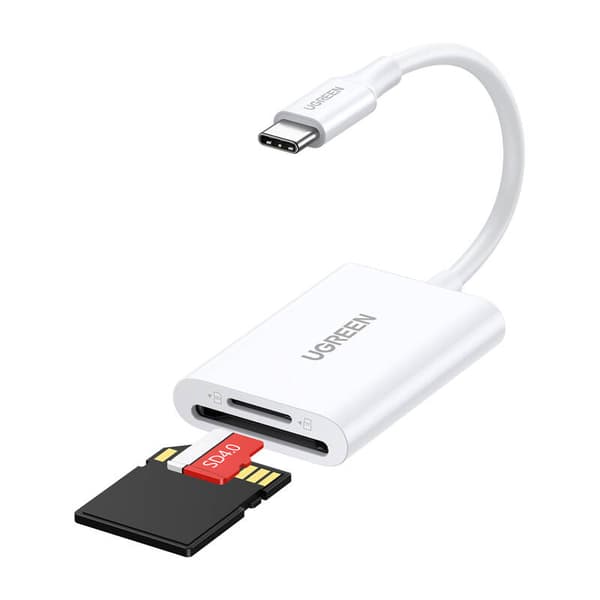 Ugreen CM265 2-i-1 USB-C kortlæser (hvid)