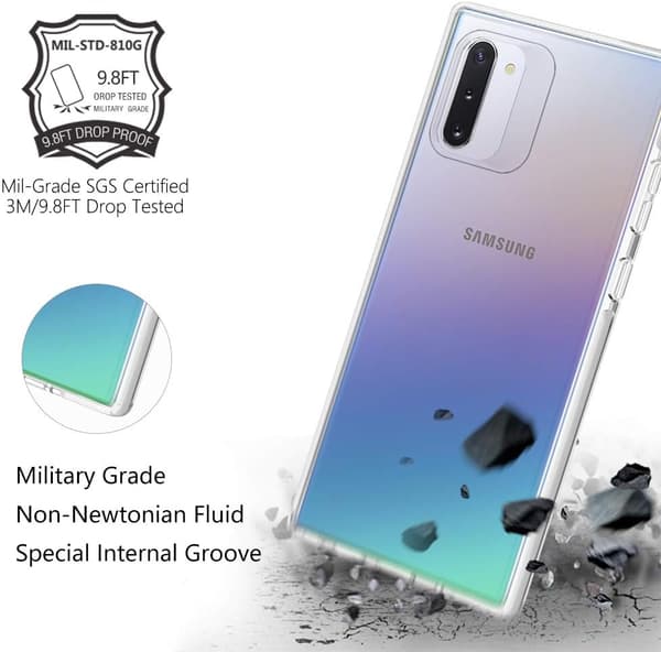 SILIKONEETUIS TIL SAMSUNG GALAXY NOTE 10 6,28" KLAR + HVID RAMME