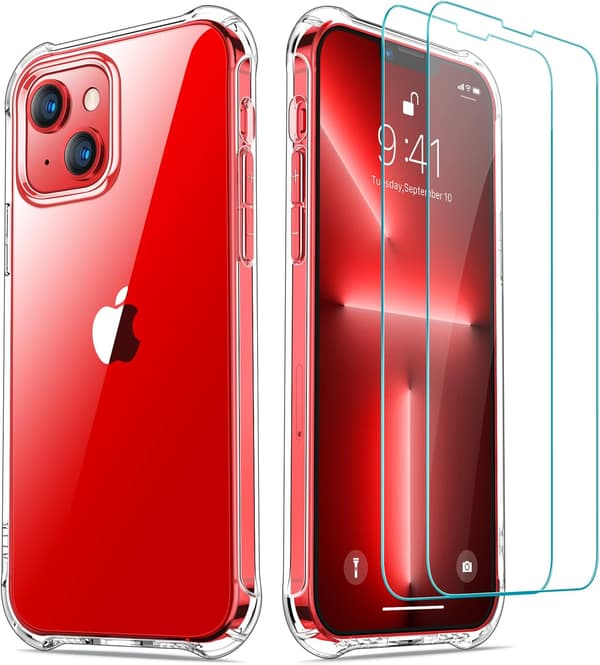 TRANSPARENT ETUI TIL IPHONE 13 2x HÆRDET GLAS