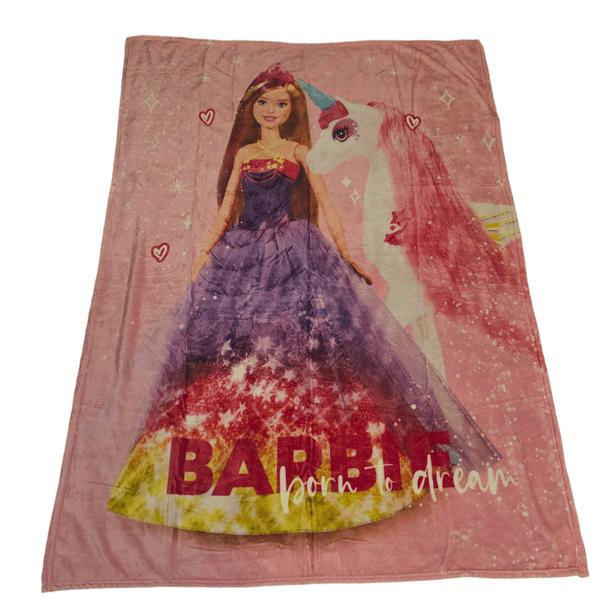 BARBIE ENHÖRNINGSFILT Korall Barn 130 x 170 cm ÖVERDRAG