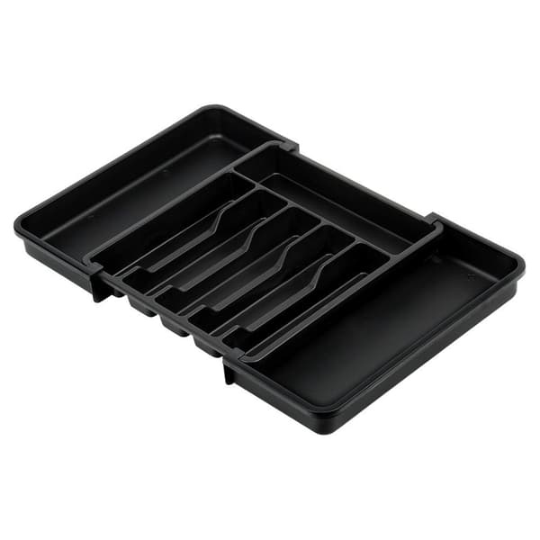 Udtræksbar bestikindsats til skuffe sort 33-56,5x37,5 cm