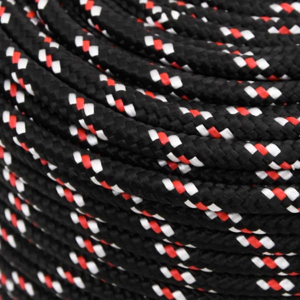 vidaXL sejltov, sort, 10 mm, 100 m, polypropylen