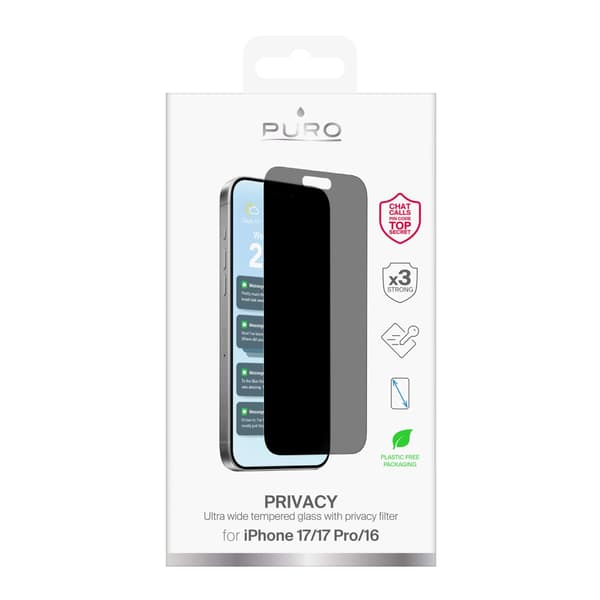 Puro Privacy Härdat Glas för iPhone 17 / iPhone 17 Pro / iPhone 16