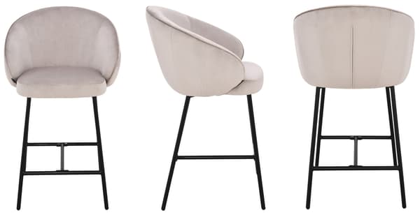 OTILO beige samettinen baarijakkara, 65 cm