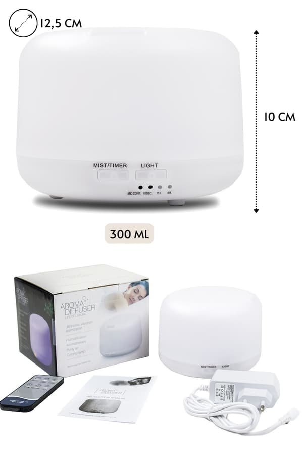 Duftdiffusor luftfugter aromaterapi LED-natlampe + fjernbetjening